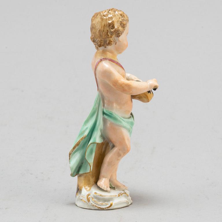 A Meissen porcelain figure of a boy, 18th century.