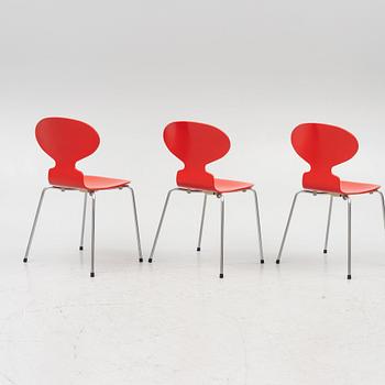 Arne Jacobsen, three 'Ant' chairs, Fritz Hansen, Denmark, 1989.