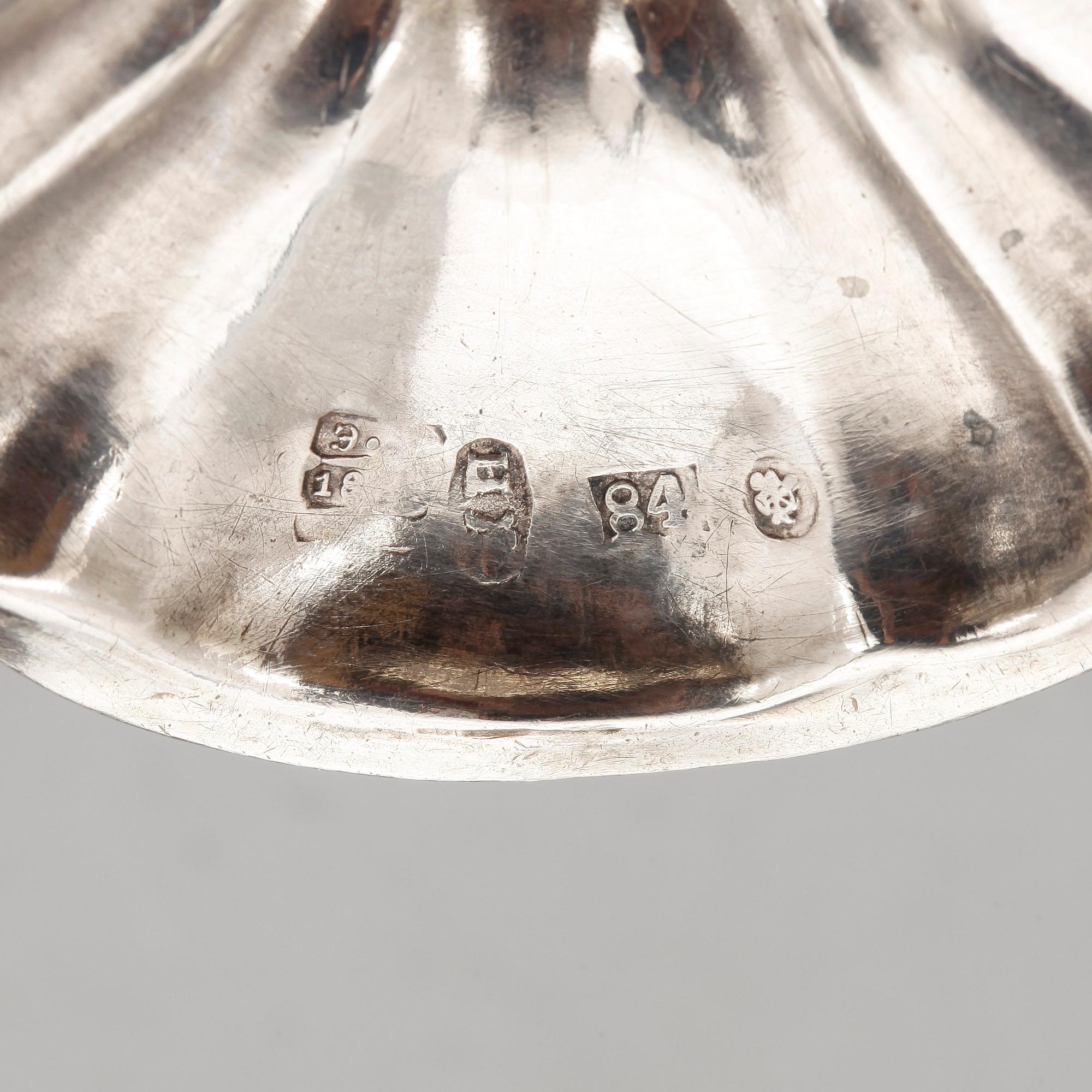 SALTKAR, 2 st, silver, troligen St Petersburg, Ryssland, 1800-tal. Total vikt ca 84 gram.