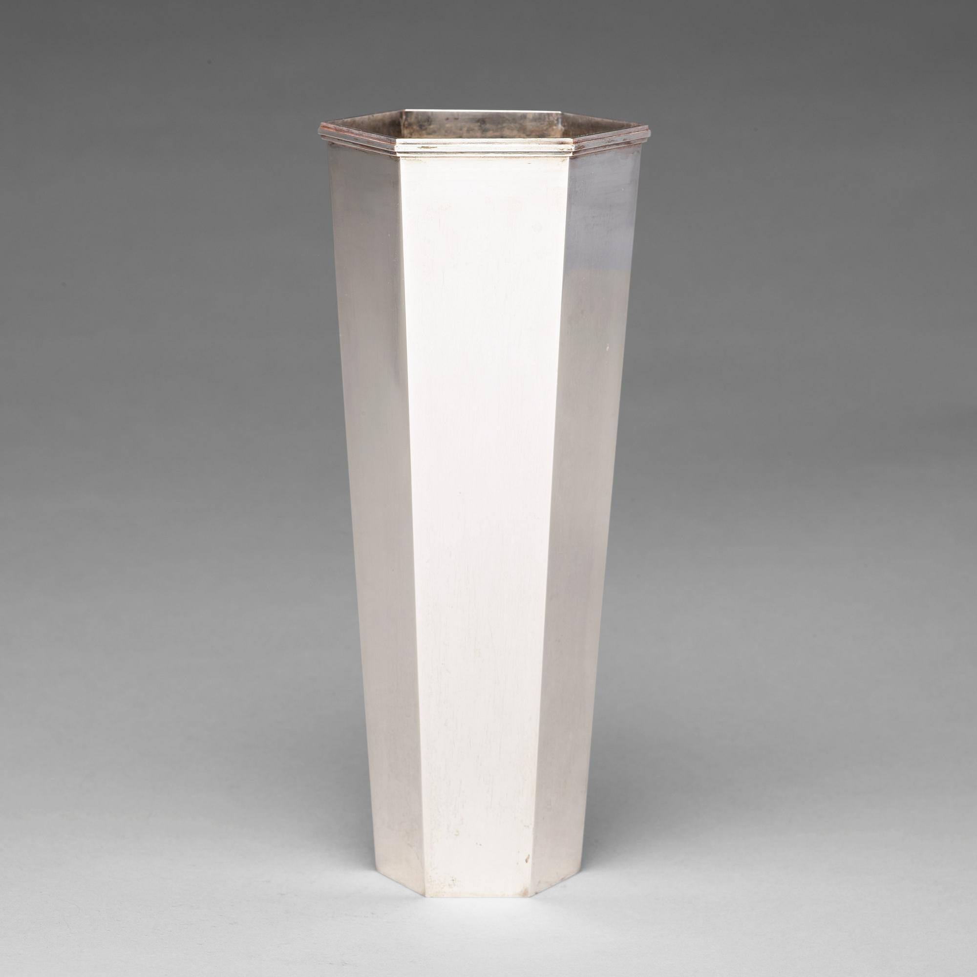 Wiwen Nilsson, a sterling silver hexagonal vase, Lund, Sweden 1965.