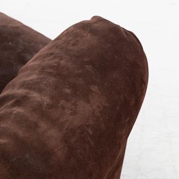 Vico Magistretti, a dark brown suede two-seated 'Maralunga' sofa, Cassina, Italy.