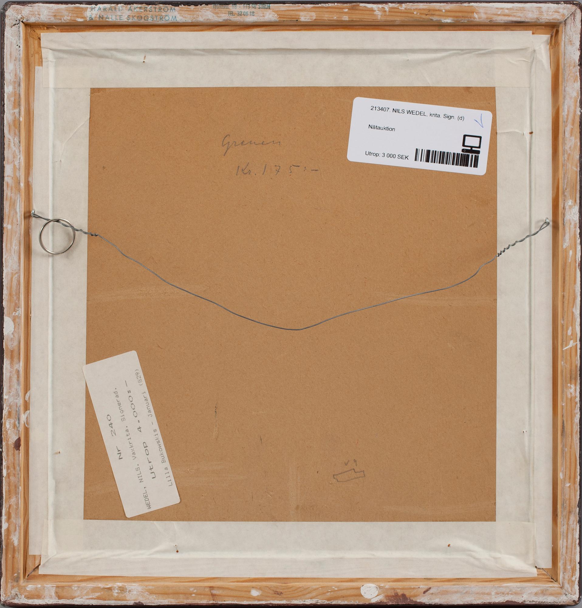 NILS WEDEL, krita. Sign.