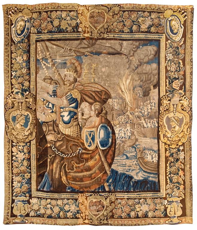 VÄVD TAPET. Gobelängteknik. 284 x 244,5 cm. Flandern 1600-tal.