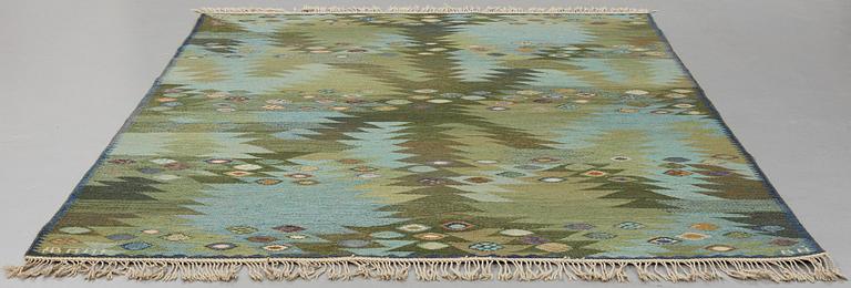 Barbro Nilsson, MATTO, "Tånga, grön", flat weave, ca 246,5 x 170 cm, signed AB MMF BN.