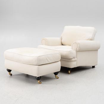 Armchair with footstool, Howard model, contemporary.