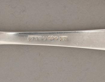 FRUKTBESTICK, 6+6 st, silver, "Rosenholm", GAB, Stockholm, 1957. Total vikt ca 340 g.