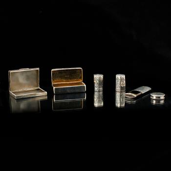 PARTI SILVER, 6 delar. Bl a Christian Brockmann, Karlstad 1865. Tot ca 360 g.