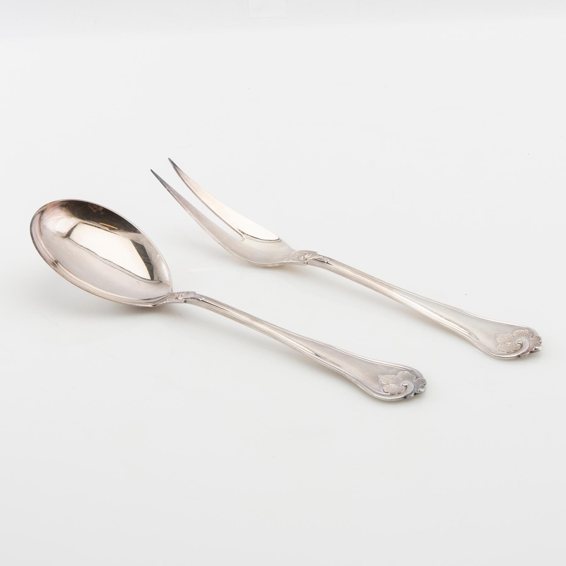 Cutlery 74 pcs "Kungsholm" silver, GAB Stockholm 1957-1966.