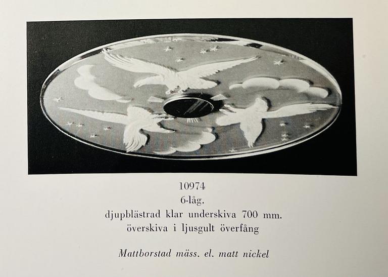 Harald Notini, taklampa, modell "10974", Arvid Böhlmarks Lampfabrik, 1930-40-tal.