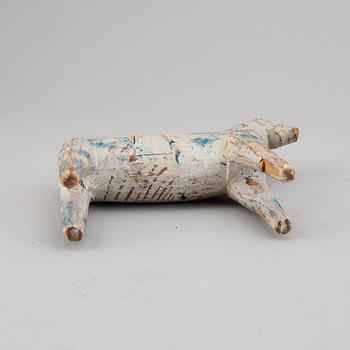 A painted Swedish wooden horse from the early 20th century.