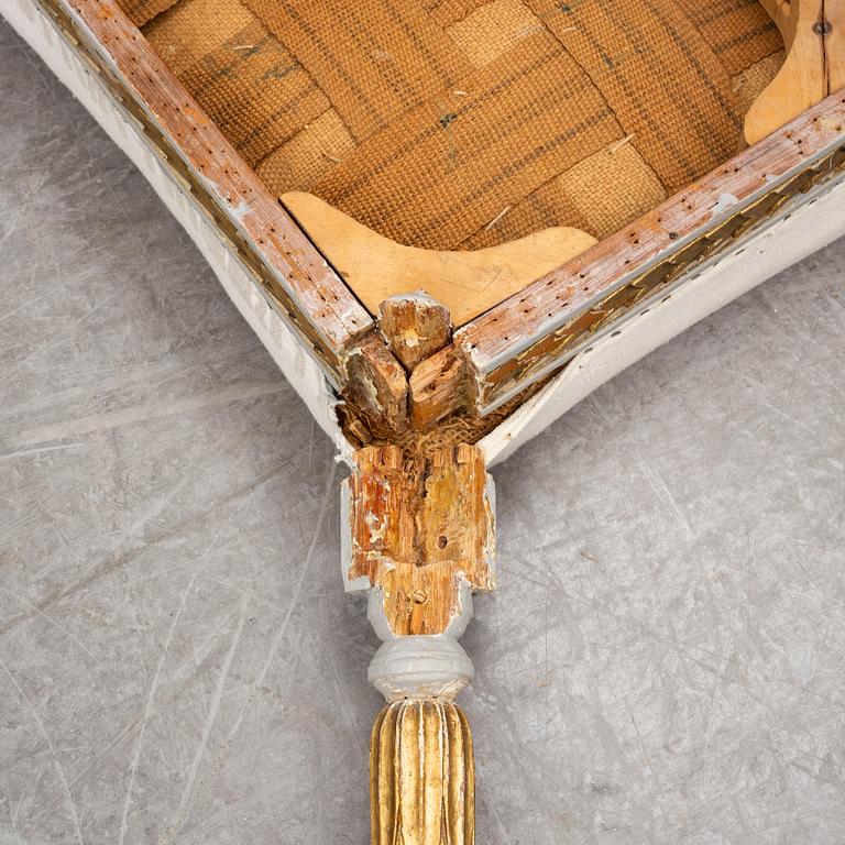 Two stools, late gustavian and late gustavian style, ca 1800 and early 20th century.