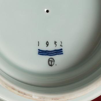 Thorkild Olsen, a porcelain urn with cover, Royal Copenhagen, Denmark, dated 1952.