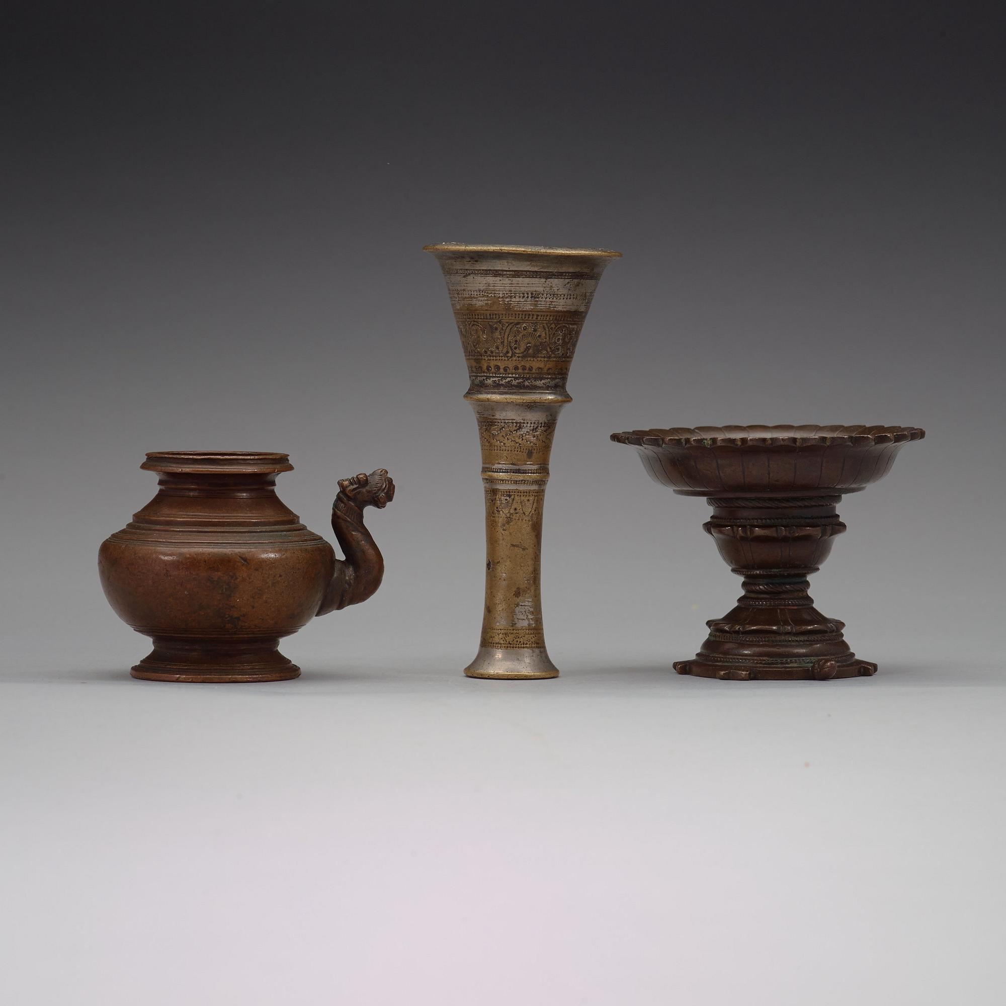 A group of three Hindu ritual objects, 18th Century.