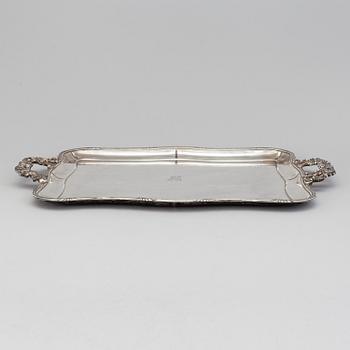 A Russian silver tray, marked Nichols & Plinke, St. Petersburg 1838.