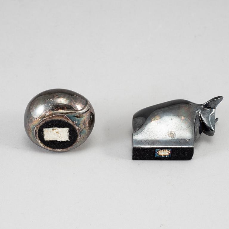Two electro plated zinc figurines from Dansk Designs, Japan.
