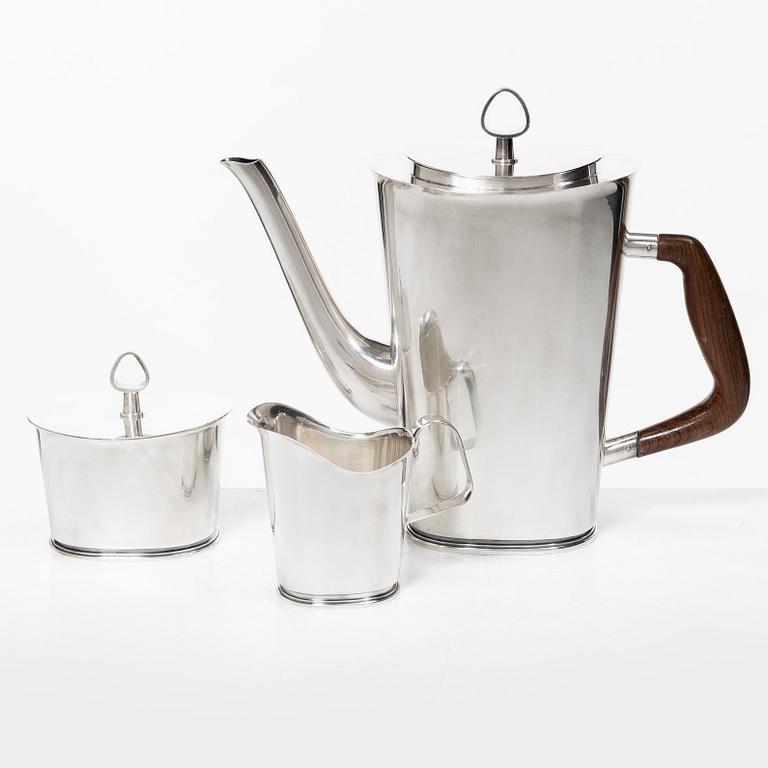 A three piece silver coffee-set, design Vera Ferngren, Guldsmedsaktiebolaget, Stockholm, Sweden 1964-1967.