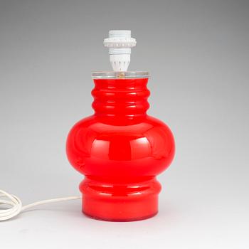 A red glass table lamp, 1960/70's.