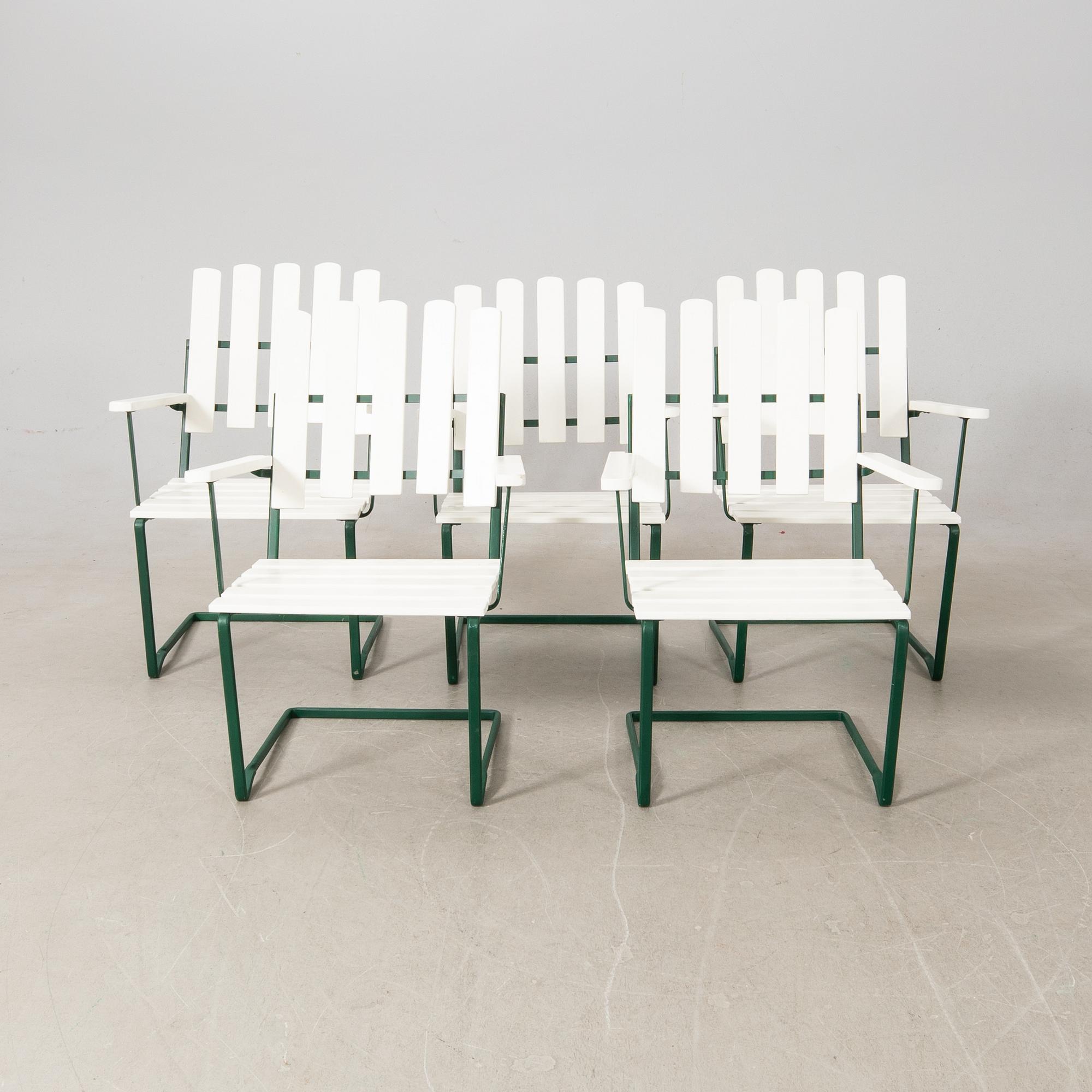 Arthur Lindqvist, garden group 6 parts, model 9A and model 2A, Grythyttan 20th century.