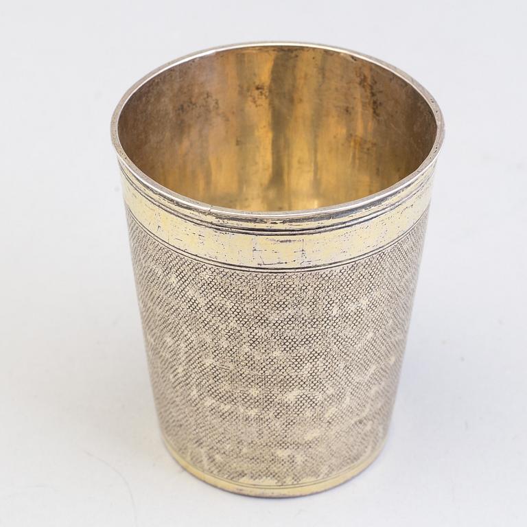 A German 17th century silver-gilt beaker, mark of Johann Höfler, Nürnberg.