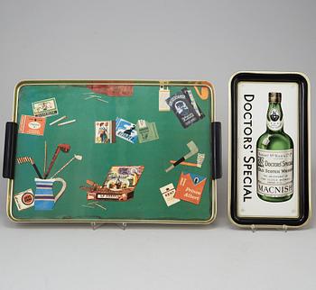 FOUR 20TH CENTURY TIN TRAYS.