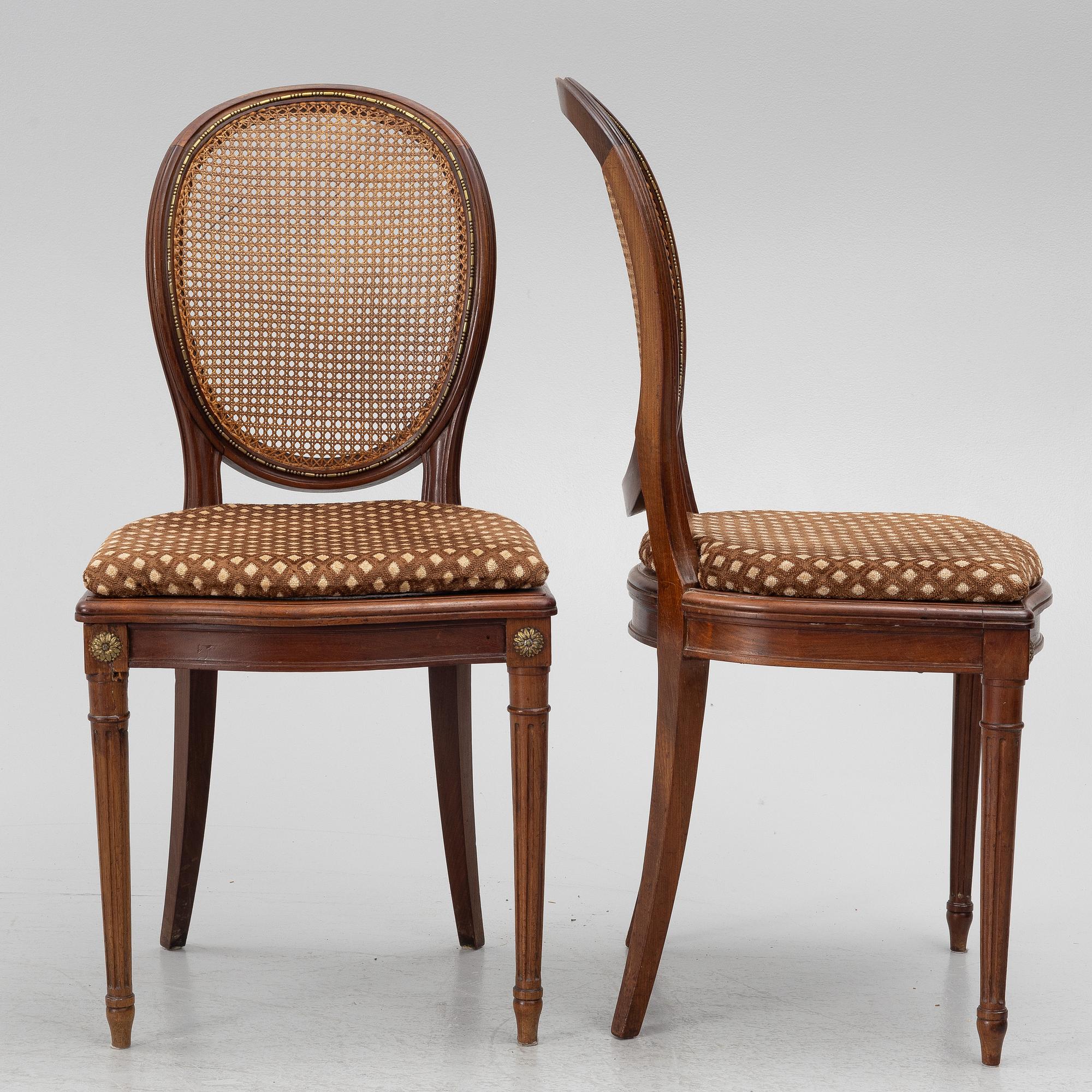 Stolar, 6 st, gustaviansk stil, 1900-tal.