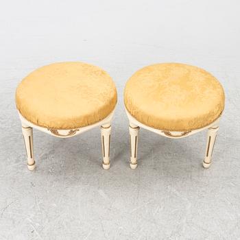 A pair of Gustavian stools, Sweden, late 18th century.