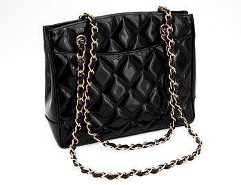 CHANEL, a black quilt leather shoulder bag, 1980's.