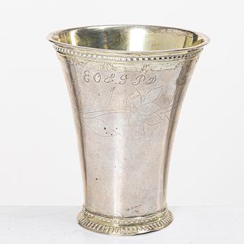 A parcel gilt silver beaker, mark of Gottfried Dubois, Stockholm 1741.