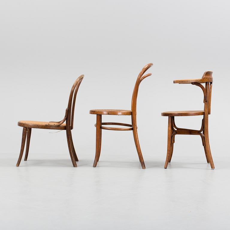 3 charir, among one is marked Thonet from the early 20th century.