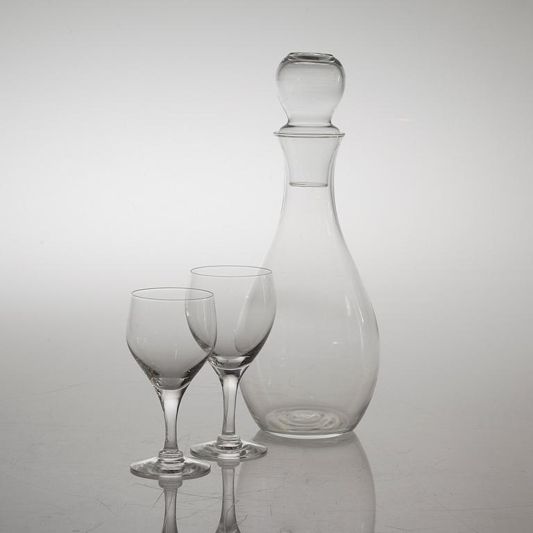 SERVISDELAR, 44 delar, glas, bla Orrefors, 1900-talets andra hälft.