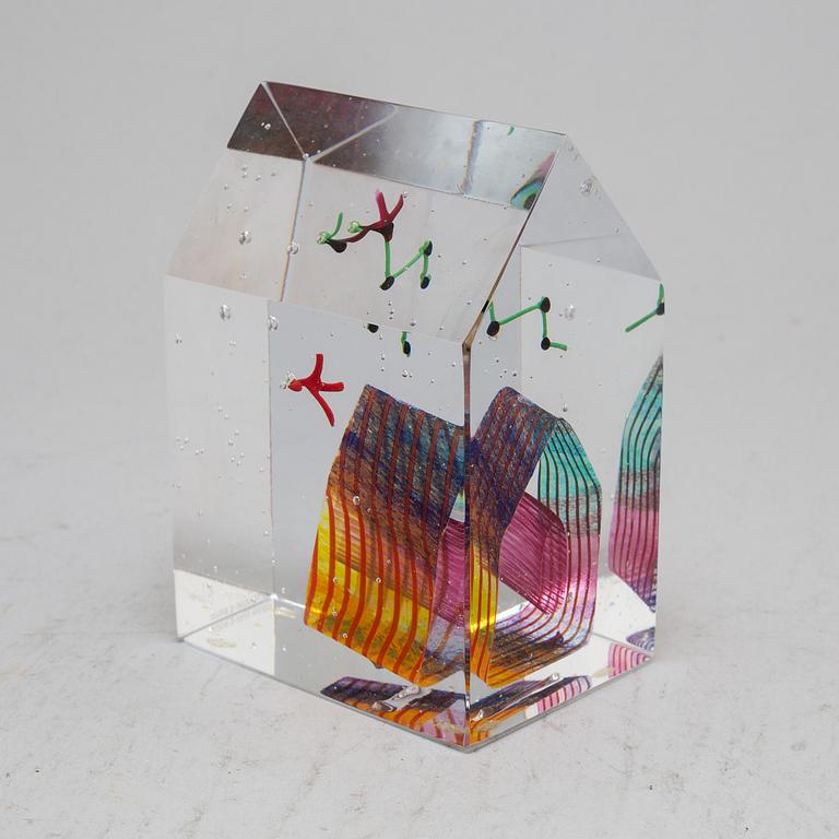 BERTIL VALLIEN, glass sculpture, Kosta Boda Atelier, dated -92.