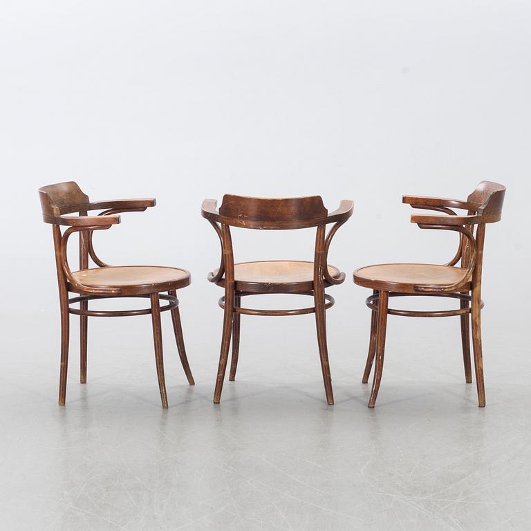 FIVE DREVOUNIA BENTWOOD  CHAIRS MID 20TH CENTURY.