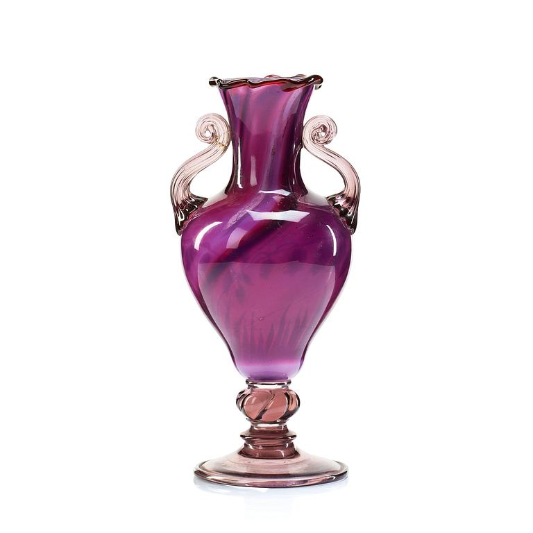 Simon Gate, & Knut Bergqvist, Heinrich Wollman, a purple graal glass vase, Orrefors Sweden 1917.