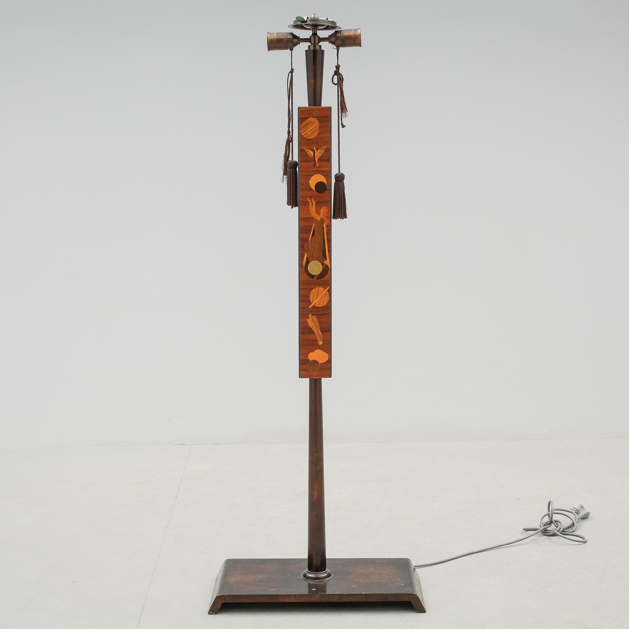 GOLVLAMPA, art déco, troligen Mjölby Intarsia, 1930-tal.