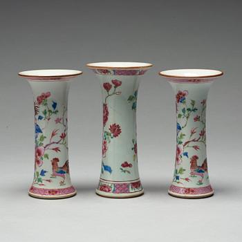 Three famille rose vases, Qing dynasty, Qianlong (1736-95).
