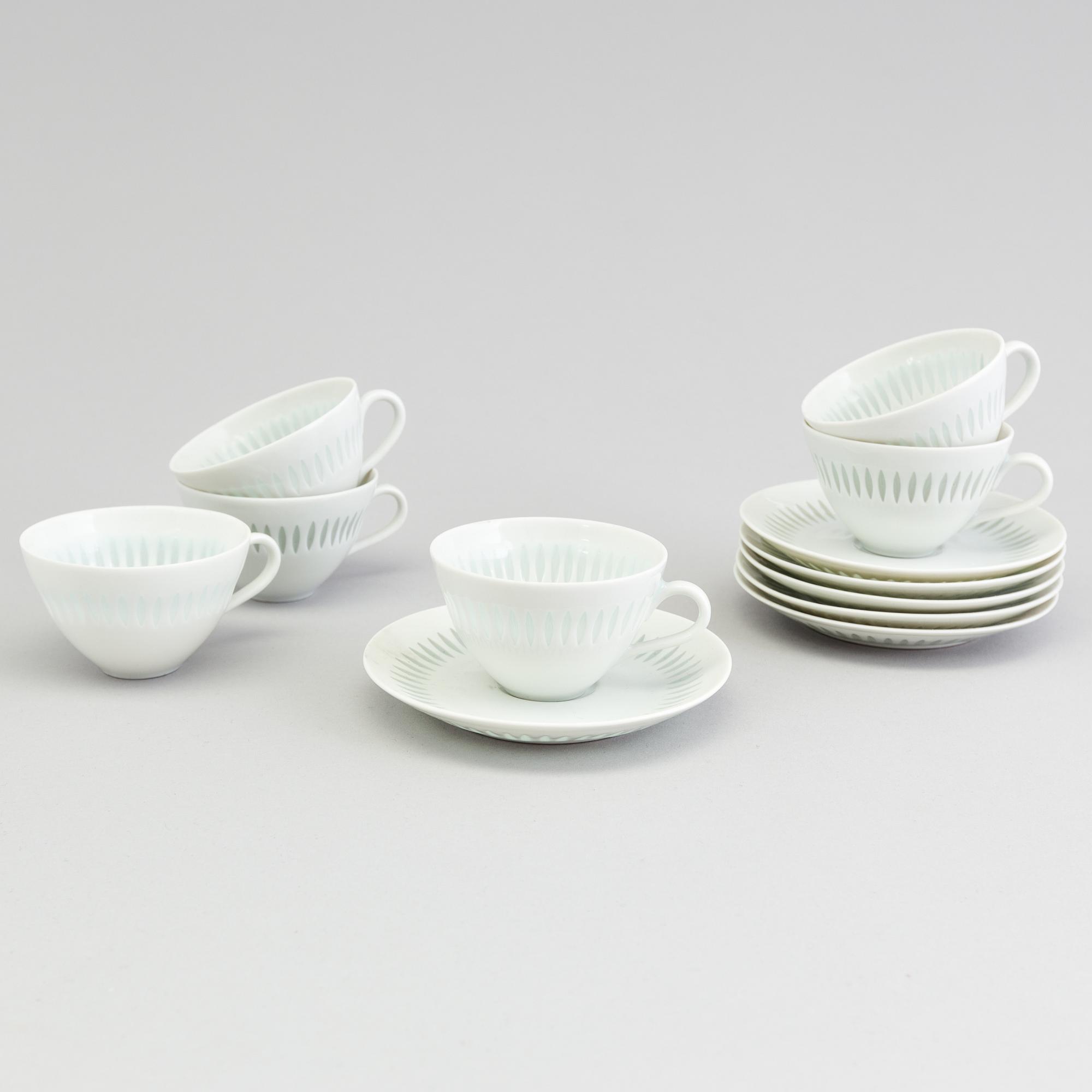 Six items of rice porcelain by Friedel Holzer-Kjellberg, signed Arabia, FHIG, Finland.