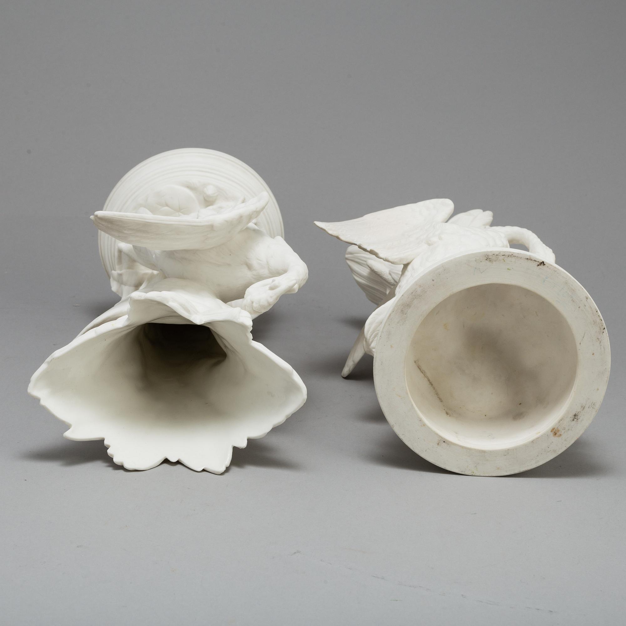 A PAIR OF PARIAN FLOWER VASES, Gustafsberg, second half of the 19th century.