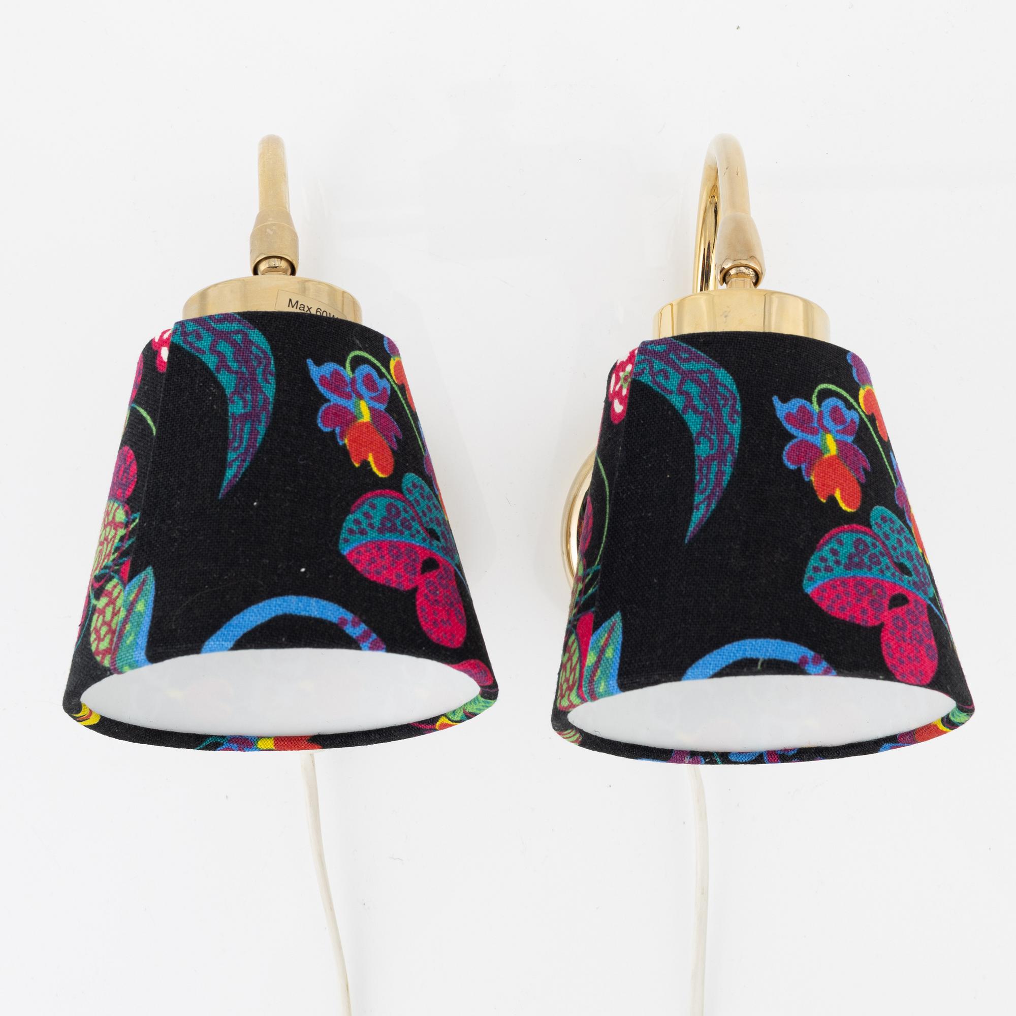 Vägglampor, ett par, modell 6074, Reijmyre Armaturfabrik, 1960/70-tal.