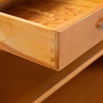 An elmwood veneered bookcase, Möbelfabrik i Nybro AB, SMI, Nybro, 1940's.