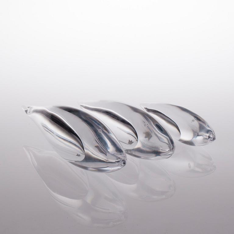 FIGURINER, 3 st, glas, Vicke Lindstrand, Kosta, 1900-talets andra hälft.