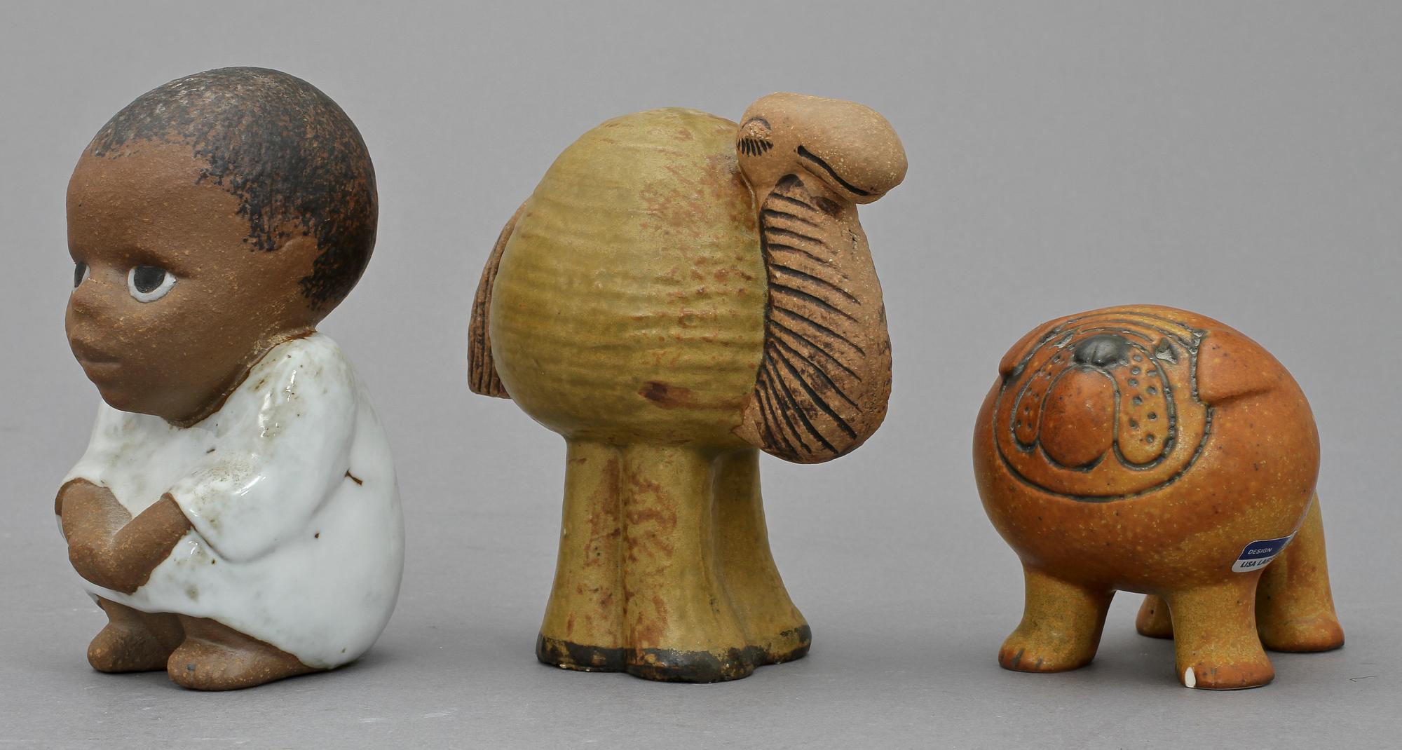 FIGURINER, 6 st, stengods, Lisa Larson, Gustavsberg, 1900-talets andra hälft.