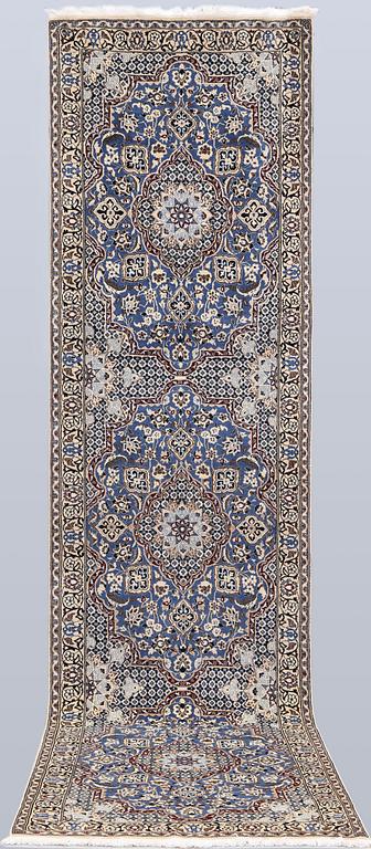 A carpet,  Nain, part silk, so-called 9 LAA, approx. 382 x 99 cm.