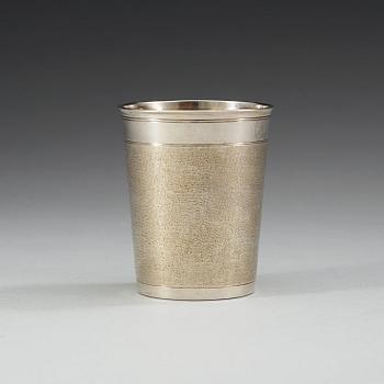 A German 17th century parcel-gilt beaker, marks of Johan Seutter, Augsburg 1670-1680.