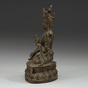 A bronze figurine of Maitreya Bodhisattva, Ming dynasty, 17th century.