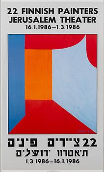 EXHIBITION POSTER,  22 Finnish painters Jerusalem Theater 16.1.1986. Pictured work by Seppo Kärkkäinen.