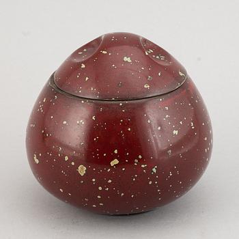 A faience jar with lid, signed Hans Hedberg, Biot, france.