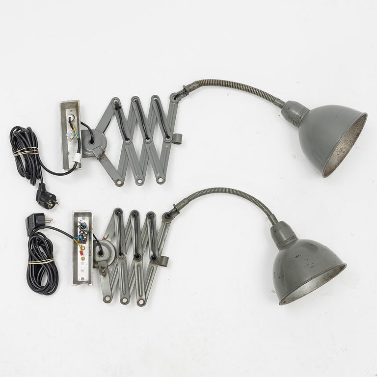A pair of industrial wall lamps, Elektroinstala Jílové, Czechoslovakia, mid 20th Century.