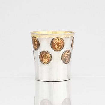 A Swedish parcel-gilt silver coin-beaker, mark of Nils Hellberg, Norrtälje 1805.