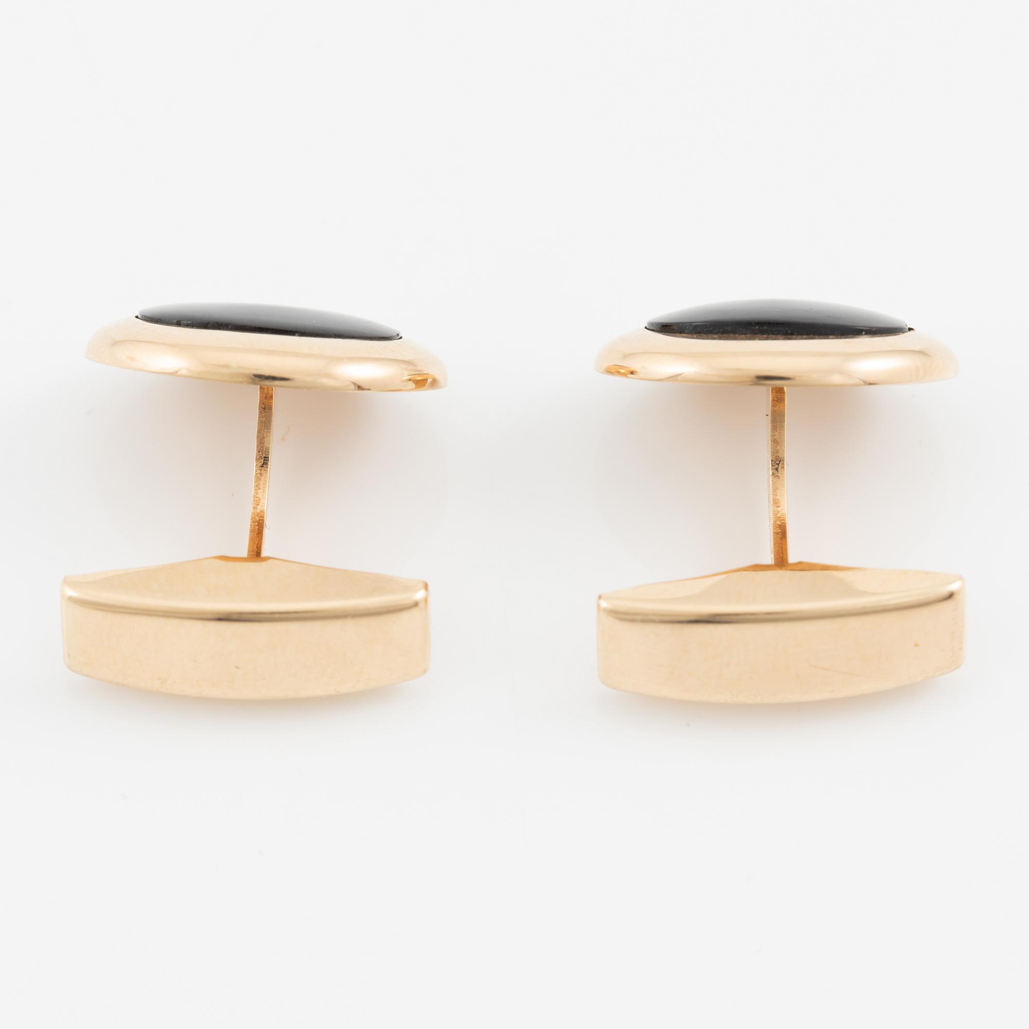 Cufflinks, a pair, 14K gold with labradorite, Saurum.