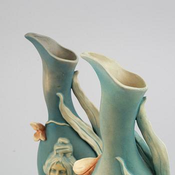 Two similar of Bernard Bloch Austrian Art Nouveau vases, circa 1900.